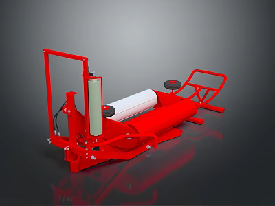 Red Heavy Duty Machinery Equipment With Metal Frame White Roller And Black Handles 3d model
