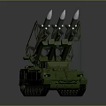 Green Military Armored Tank Equipped With Multiple Missile Launchers And Tracks
