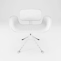 Modern Office Chairs with Black Leather and Checkered Fabric Upholstery and Chrome Metal Base Legs