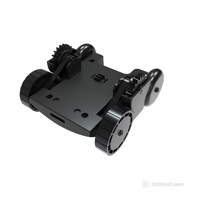 Black Robot Chassis With Wheels And Mechanical Structure For DIY Projects 3d model 