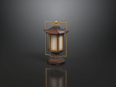 New Chinese Style Solid Wood Sofa And Tea Table Set With Exquisite Traditional Palace Lamp 3d model