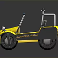Yellow Small Cart With Black EMO Logo Headlights Seats And Roof Equipment