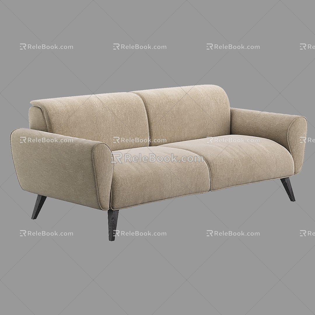 Nordic Simple Living Room Sofa Sofa Double Sofa light brown Sofa Leisure Sofa Pillow 3d model