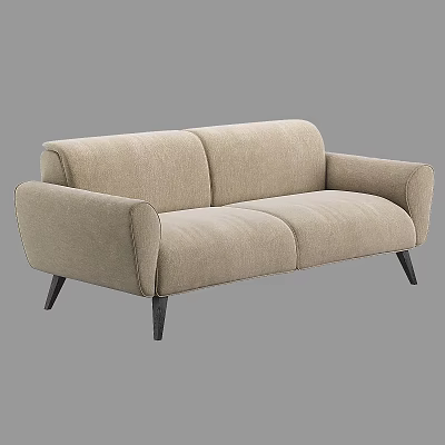 Modern Beige Fabric Two-Seater Sofa With Black Legs And Comfortable Design 3d model