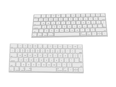 Two White Computer Keyboards Featuring Standard Key Layout And Smooth Surface 3d model