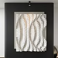 White Textured Abstract Painting With Wave Pattern And Modern Interior Design 3d model