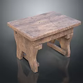 Rustic Wooden Stool With Natural Wood Grain And Sturdy Leg Design
