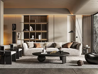 Quiet living room home living room sofa tea table combination 3d model