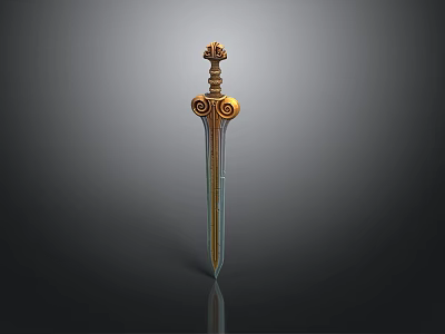 Elegant Mythical Sword With Ornate Golden Hilt Intricate Craftsmanship Sharp Blade And Metallic Finish 3d model