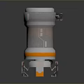Industrial Cylindrical Equipment with White Top Cover Silver Metal Body Orange Ring on Support Stands