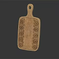 Wooden Carved Pattern Cutting Board with Handle Elegant Kitchenware for Daily Cooking 3d model
