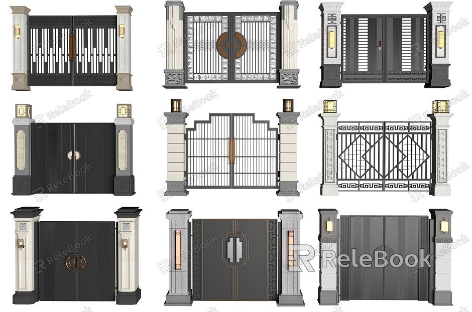 New Chinese Courtyard Door Villa Door Double Door Iron Door model