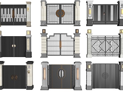 New Chinese Courtyard Door Villa Door Double Door Iron Door model