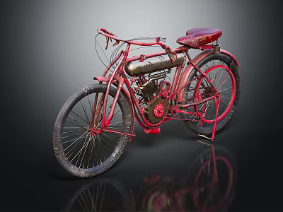 Vintage Red Bicycle With Classic Metal Frame Leather Seat And Rustic Wheels Design 3d model