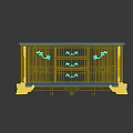 Elegant Ornate Dark Wood TV Stand With Gold Accents Carved Legs And Drawers