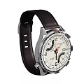Classic Men's Watch With Brown Leather Strap Stainless Steel Case White Dial And Sub Dials