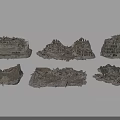 Ruined Architectural Building Components In Collapsed Structure Debris And Remains