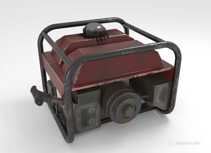 Durable Red Industrial Generator With Black Metal Frame And Control Panels 3d model 