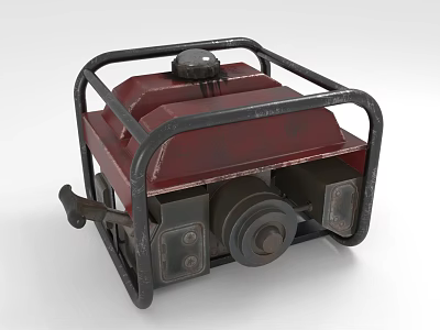 Durable Red Industrial Generator With Black Metal Frame And Control Panels 3d model
