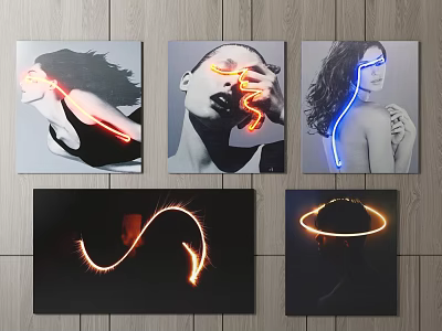 Creative Portrait Paintings With Neon Light Trails And Varied Human Poses 3d model