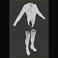 Black Fitted Long Sleeve Bodysuit With Knee High Socks Set