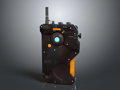 Smart Doorbell With Black Design Antenna Blue Indicator And Orange Accents 3d model