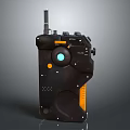 Smart Doorbell With Black Design Antenna Blue Indicator And Orange Accents