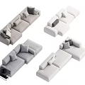 Modern Sectional Sofa With Modular Design Soft Pillows And Grey White Colors 3d model