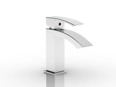 Modern Stainless Steel Bathroom Faucet With Curved Spout And Single Handle Design 3d model