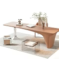 Modern Office Desk Design with Wooden Marble Top Chair Lamp and Laptop