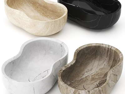 Natural Stone Washbasins With Different Colors And Unique Textures For Bathroom Decor 3d model