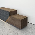 Modern Geometric Reception Desk With Wooden And Gray Structure Design 3d model
