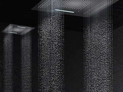 Sleek Modern Rainfall Shower Head with High Pressure Water Flow and LED Lighting in Bathroom 3d model