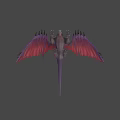 Fantasy Dragon Character With Purple Body Red Wings And Sharp Claws In Game