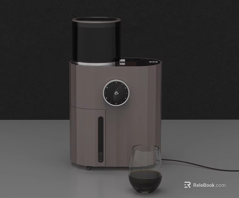 Modern Brown Kitchen Coffee Machine With Sleek Design And Glass Cup For Fresh Coffee 3d model 