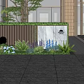 Landscape Feature Wall Design With Lush Plants Colorful Flowers And Modern Building Facade