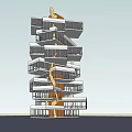 Modern Spiral Tower with Multiple Floors and Glass Balconies Architectural Design and Urban Skyline View