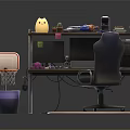 Practical Office Desk Setup With Dual Monitors Ergonomic Chair And Stationery Supplies