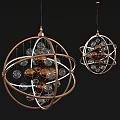 Elegant Modern Spherical Pendant Lights With Metal Frame And Glass Orbs