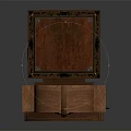 Antique Wooden Cabinet With Intricate Carvings Gold Accents And Metal Lock