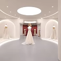 Modern Minimalist Bridal Shop Interior With Wedding Dress Display And Reception Desk