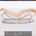 Modern Lounge Chair With Transparent Frame And Orange Sleek Curved Structure