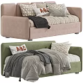 Stylish Pink And Green Sofa Bed Interior With Decorative Pillows And Soft Blankets