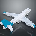 White And Blue Building Block Airplane Model Toy For Children Play Activity