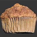 Fluffy Strawberry Muffin With Golden Crust And Paper Liner On Dark Surface