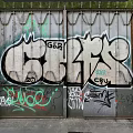 Urban Grille Fence Adorned with Colorful Graffiti and Spray Paint Art
