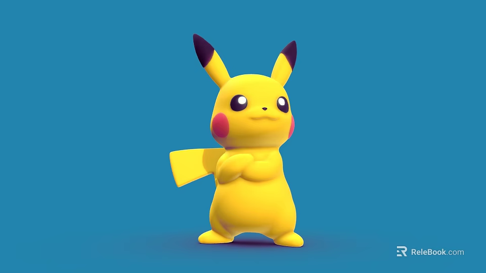 Pikachu Game And Movie Character With Crossed Arms Yellow Body Red Cheeks And Lightning Tail 3d model 