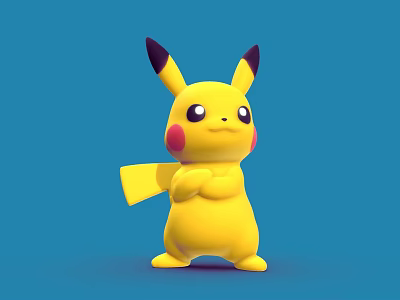 Pikachu Game And Movie Character With Crossed Arms Yellow Body Red Cheeks And Lightning Tail 3d model