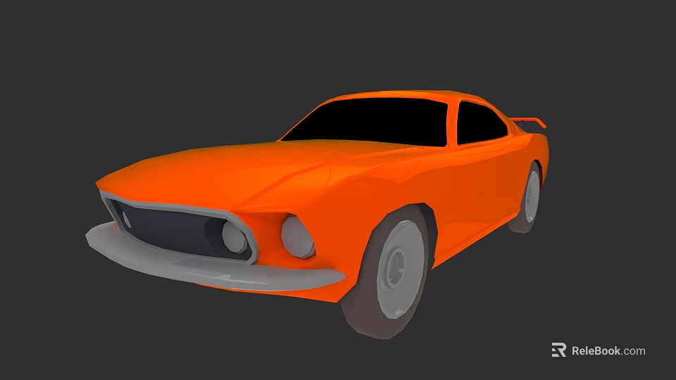 Orange Vintage Sports Car With Black Windows And Silver Bumpers Design 3d model 