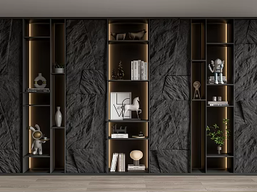 Modern Bookcase Stone Bookcase Background Wall Rock Wall Decorative Cabinet Natural Stone Culture Stone Skin Texture Wall (ID:ggafg53377)